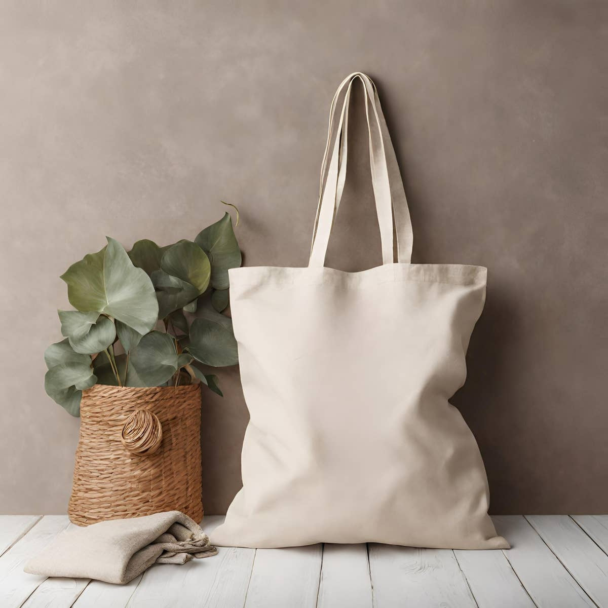 Natural Cotton Tote Bag lifestyle view
