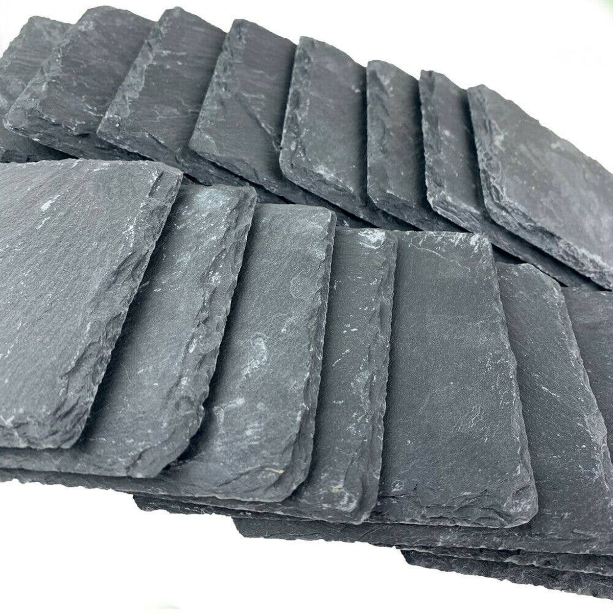 Natural Slate Coaster Set close-up view