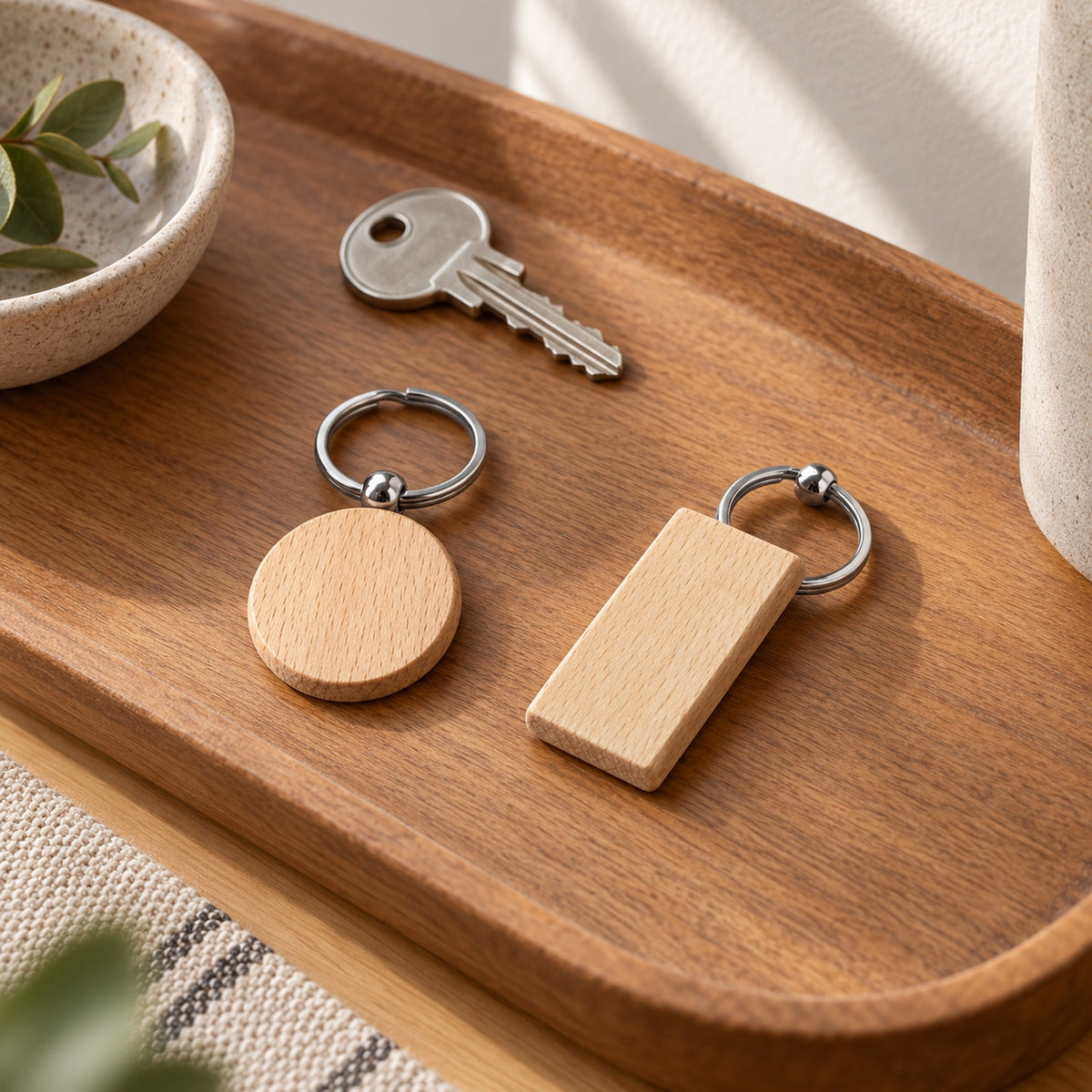 Blank Wooden Keyring lifestyle view